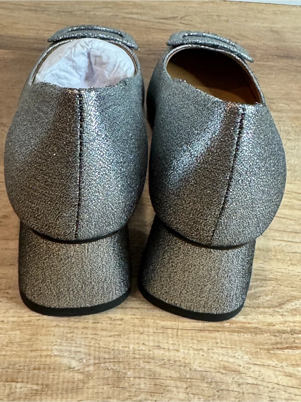 NEW TALBOTS CARLYE BUCKLE PUMPS - TEXTURED LAMÉ SIZE 8